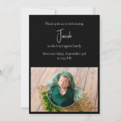 3 Foto's Simple Baby Black Birth Announding Aankondiging (Achterkant)