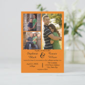 3 Foto's Sinaasappel - 3x5 Huwelijksuitnodiging Kaart (Staand voorkant)