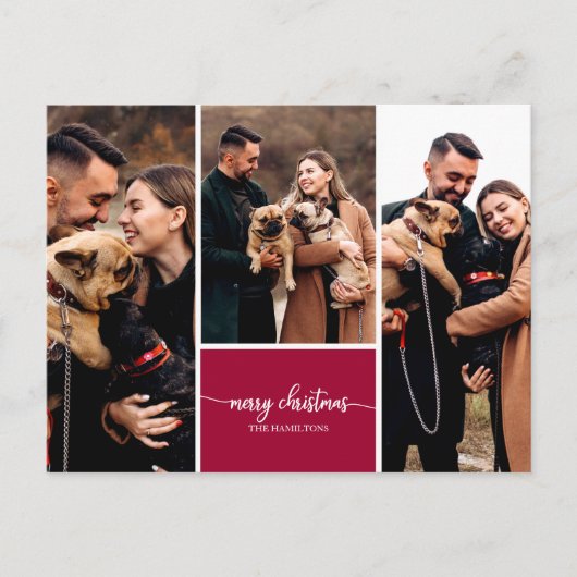 3 Foto's Stijlvol script voor collage kerst Briefkaart (Voorkant)