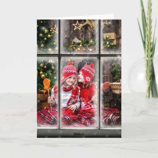 3 Foto's Venster Snowflake Bekleding Kerst Feestdagen Kaart (Voorkant)