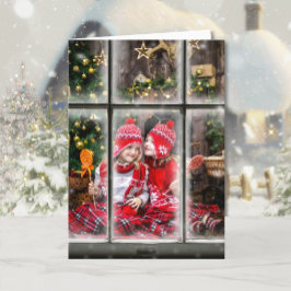 3 Foto's Venster Snowflake Bekleding Kerst Feestdagen Kaart