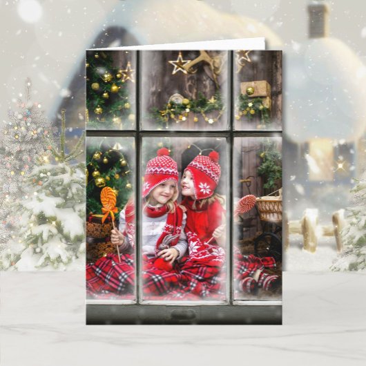 3 Foto's Venster Snowflake Bekleding Kerst Feestdagen Kaart