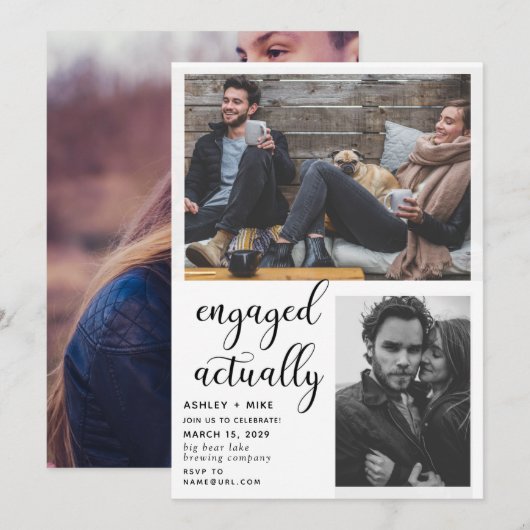 3 foto's Verloving Eigenlijk verlovingsfeest uitno Kaart (Voorkant / Achterkant)