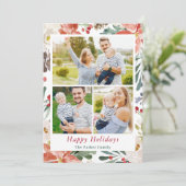 3 Foto's voor kerstmis met collage Poinsettia Ivor Feestdagenkaart (Staand voorkant)