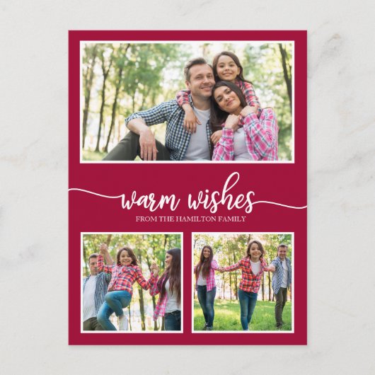 3 Foto's Warm maakt eenvoudige, moderne Kerstmis Briefkaart (Voorkant)