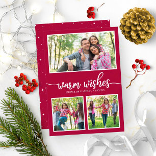 3 foto's Warme Wensen Eenvoudig Moderne Kerstmis Kaart