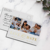 3 Foto's White en Gold Foil Bespaar de datum Folie Uitnodiging Briefkaart