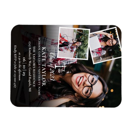 3 Foto's Zakelijke Rechten Afstudeerfeest Uitnodig Magneet (Horizontaal)