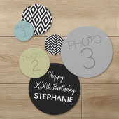 3 Foto's zwarte witte patronen Happy Birthday Part Confetti