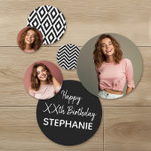 3 Foto's zwarte witte patronen Happy Birthday Part Confetti