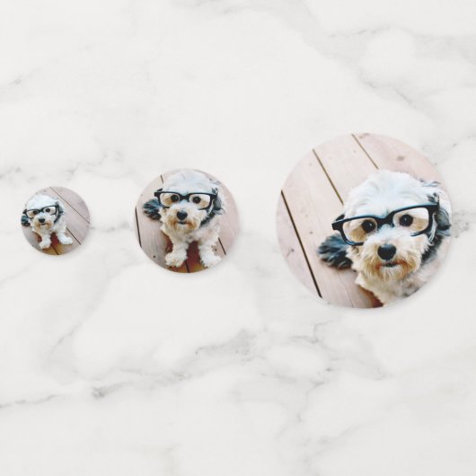 3 Foto's zwarte witte patronen Happy Birthday Part Confetti (Voorkanten)