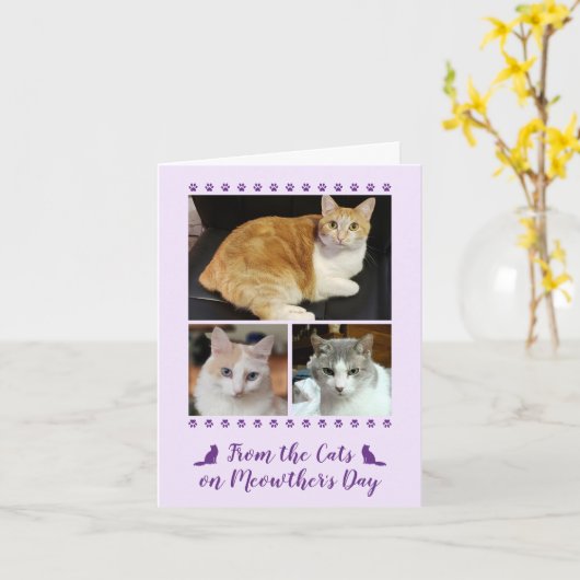 3 Fotoscriptdop Kat Dog Pet Kinder Moederdag Roze Kaart (Gele Bloem)