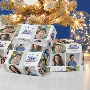 3 Fotoserie Collage Retro Kersttypografie Cadeaupapier