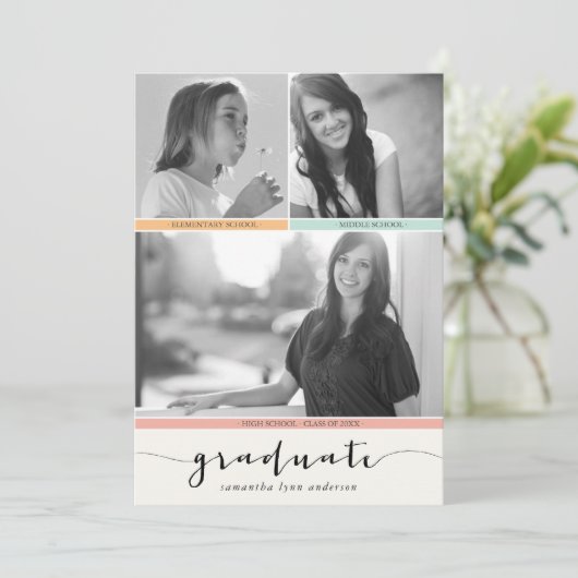 3 Fototijdlijnuitnodiging voor Afstuderen Kaart (Staand voorkant)