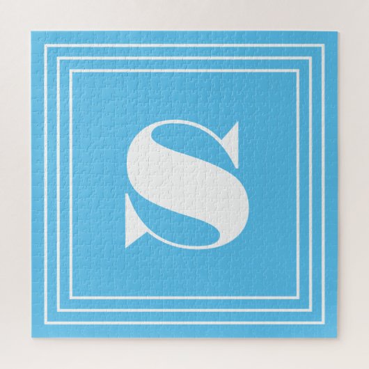 3 Frame Monogram | Hemelblauw & Wit Legpuzzel (Verticaal)