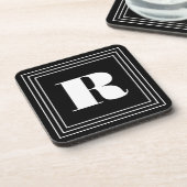 3 Frame Monogram | Zwart & Wit Bier Onderzetter (Linkerzijde)
