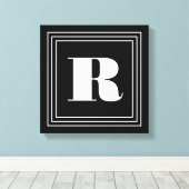 3 Frame Monogram | Zwart & Wit Canvas Afdruk (Insitu (Houten vloer))