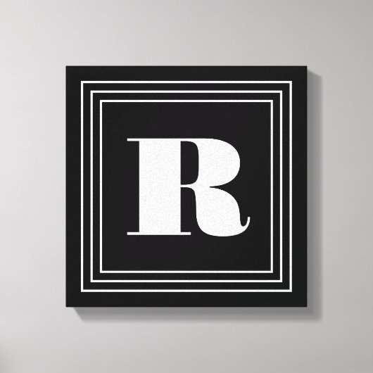 3 Frame Monogram | Zwart & Wit Canvas Afdruk (Voorkant)