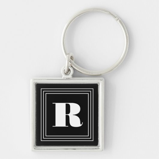 3 Frame Monogram | Zwart & Wit Sleutelhanger (Voorkant)