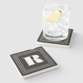3 Frame Monogram | Zwart & Wit Stenen Onderzetter (Zijkant)