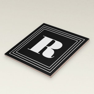 3 Frame Monogram Zwart & Wit Tegeltje