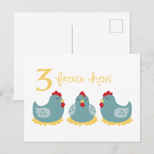 3 Franse hennen Briefkaart (Voorkant / Achterkant)