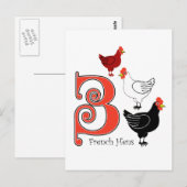 3 Franse hennen Briefkaart (Voorkant / Achterkant)