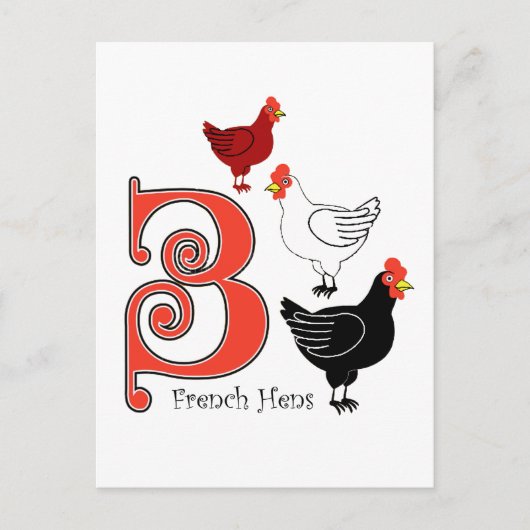 3 Franse hennen Briefkaart (Voorkant)