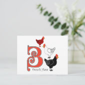 3 Franse hennen Briefkaart (Staand voorkant)