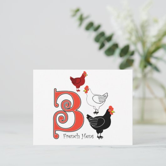 3 Franse hennen Briefkaart (Staand voorkant)