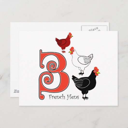 3 Franse hennen Briefkaart (Voorkant / Achterkant)