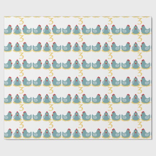 3 Franse hennen Cadeaupapier (Vlak)