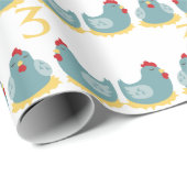 3 Franse hennen Cadeaupapier (Rol Hoek)