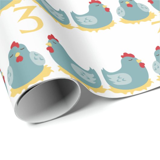 3 Franse hennen Cadeaupapier (Rol Hoek)