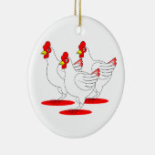 3 Franse hennen Keramisch Ornament (Rechts)