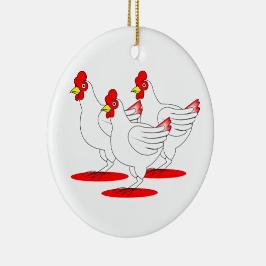 3 Franse hennen Keramisch Ornament (Rechts)