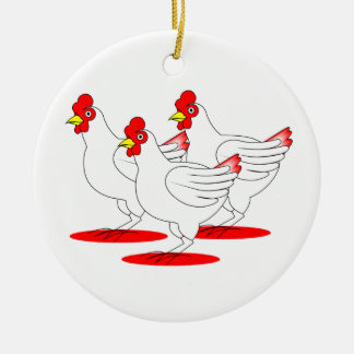 3 Franse hennen Keramisch Ornament