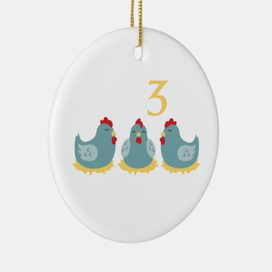 3 Franse hennen Keramisch Ornament (Rechts)