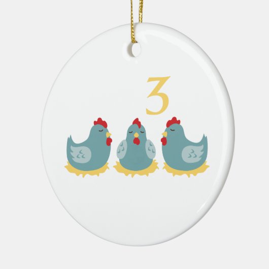 3 Franse hennen Keramisch Ornament (Links)