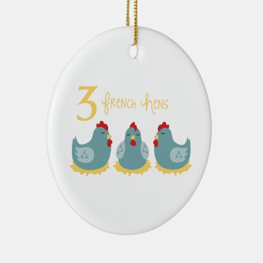 3 Franse hennen Keramisch Ornament (Rechts)