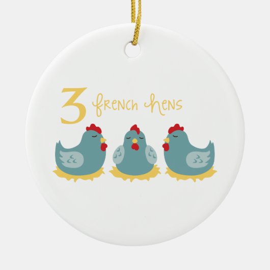3 Franse hennen Keramisch Ornament (Voorkant)