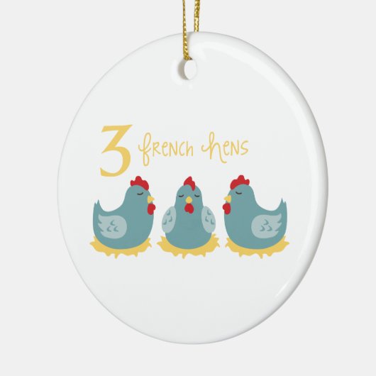 3 Franse hennen Keramisch Ornament (Links)