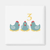 3 Franse hennen Magneet (Voorkant)