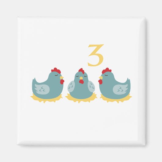 3 Franse hennen Magneet (Voorkant)