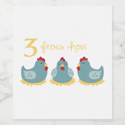 3 Franse hennen Wijn Etiket (Enkel label)