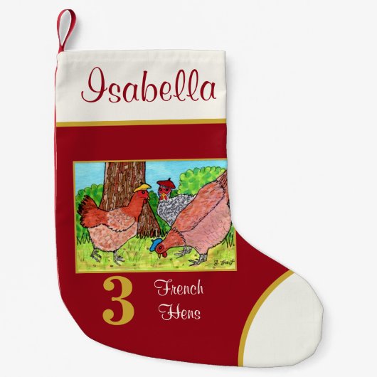 3 Franse kippen die dieren koelen Kleine Kerstsok (Voorkant)
