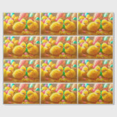 3 Geel Collectie van kleine paaskippen Cadeaupapier (Vlak)