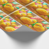 3 Geel Collectie van kleine paaskippen Cadeaupapier (Hoek)