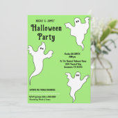 3 Geesten Groen Zwart Whimsical Halloween Party Kaart (Staand voorkant)
