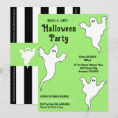 3 Geesten Groen Zwart Whimsical Halloween Party Kaart (Voorkant / Achterkant)